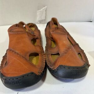 Men's Casual Brown Leather Sandals - Comfort Slip-On